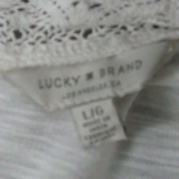 NWOT Lucky Brand White Cotton Lace Detail Long Sleeve Blouse Size Large - Picture 7 of 7